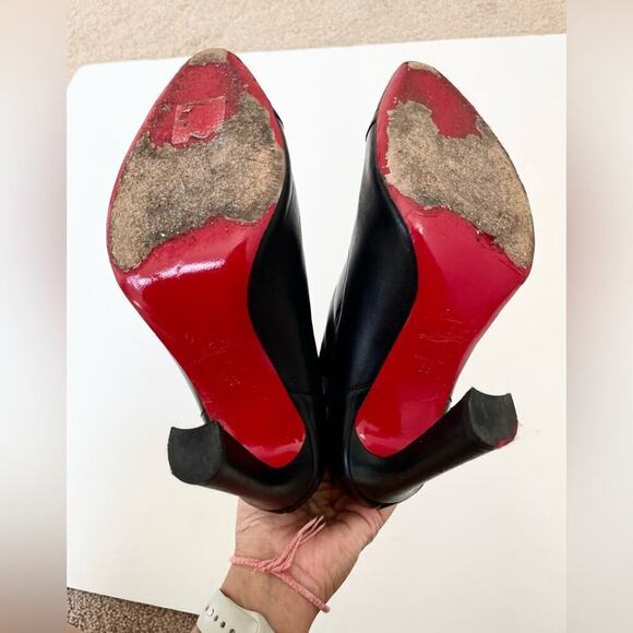 Christian Louboutin Me in the 90's 100 Black Leather Calf High Heels Boots EU 38 - Picture 5 of 8